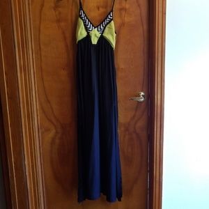 Black and neon green Maxi Dress